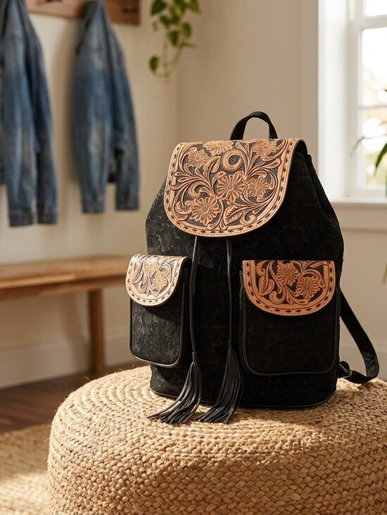 American Darling Boho Embossed Floral Backpack main image 2